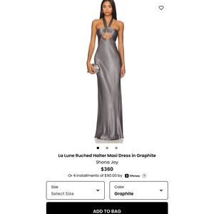 Shona Joy Graphite Ruched Halter Maxi Dress NWT SIZE 8